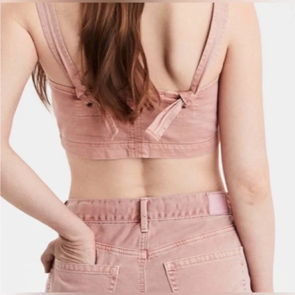 American Eagle Outfitters Dusty Rose Button-Front Crop Top - Picture 7 of 7